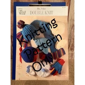 New King Cole KC767 Big Value DK Child Hat Scarf Mitten Gloves Knitting Pattern